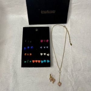 EUC Joan Rivers Classics Collection Gold Heart Jewelry Set w/ Changeable Stones
